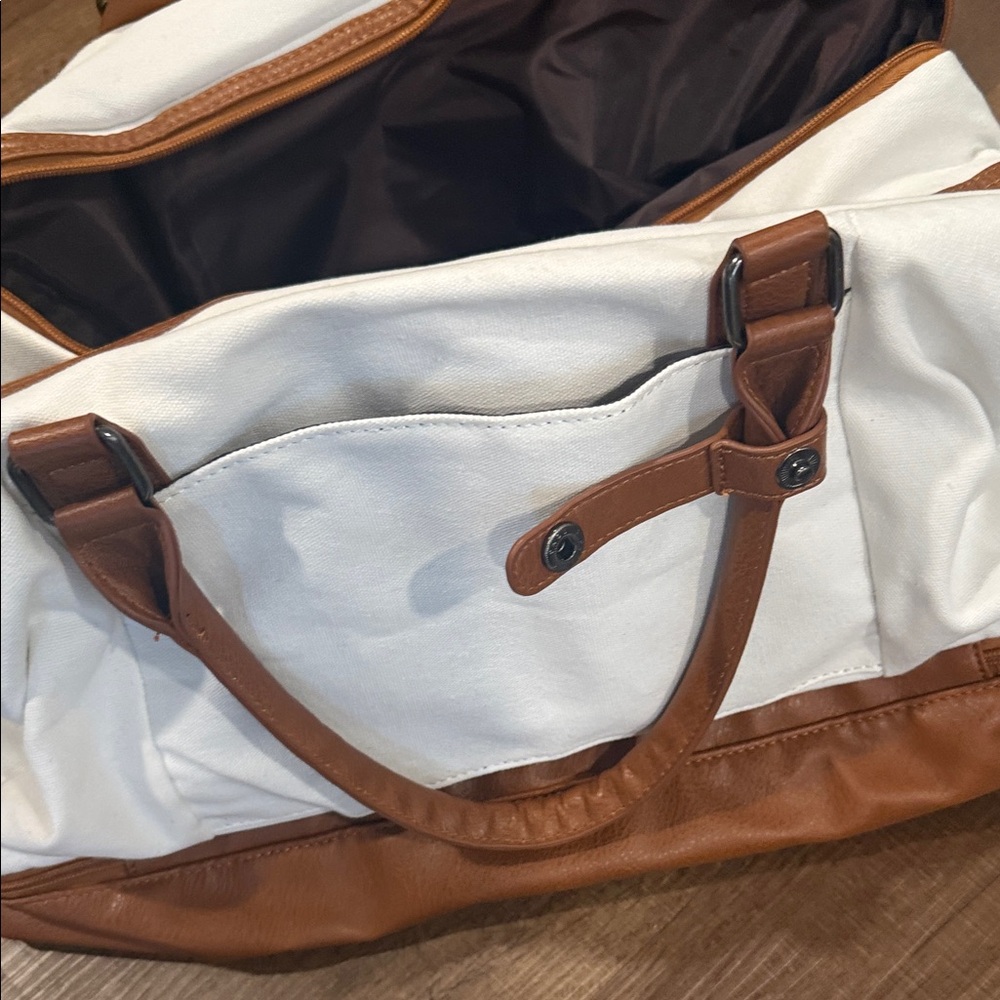 3 piece weekend faux leather and canvas travel set - Picture 14 of 14